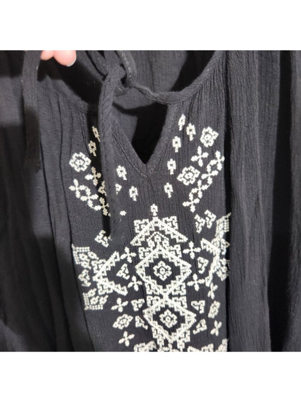 Dressbarn Dress Embroidered Boho Womens Tunic Top 2X Black - Picture 4 of 14